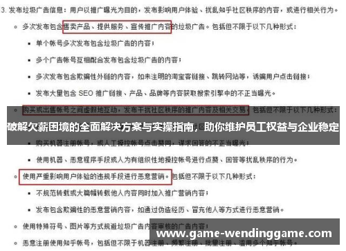 破解欠薪困境的全面解决方案与实操指南，助你维护员工权益与企业稳定